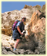Liz and Chirri climbing the gully