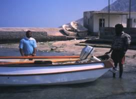 Friendly fishermen in small village Friendly fishermen in small village