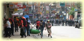 The bus leaves us outside Thamel